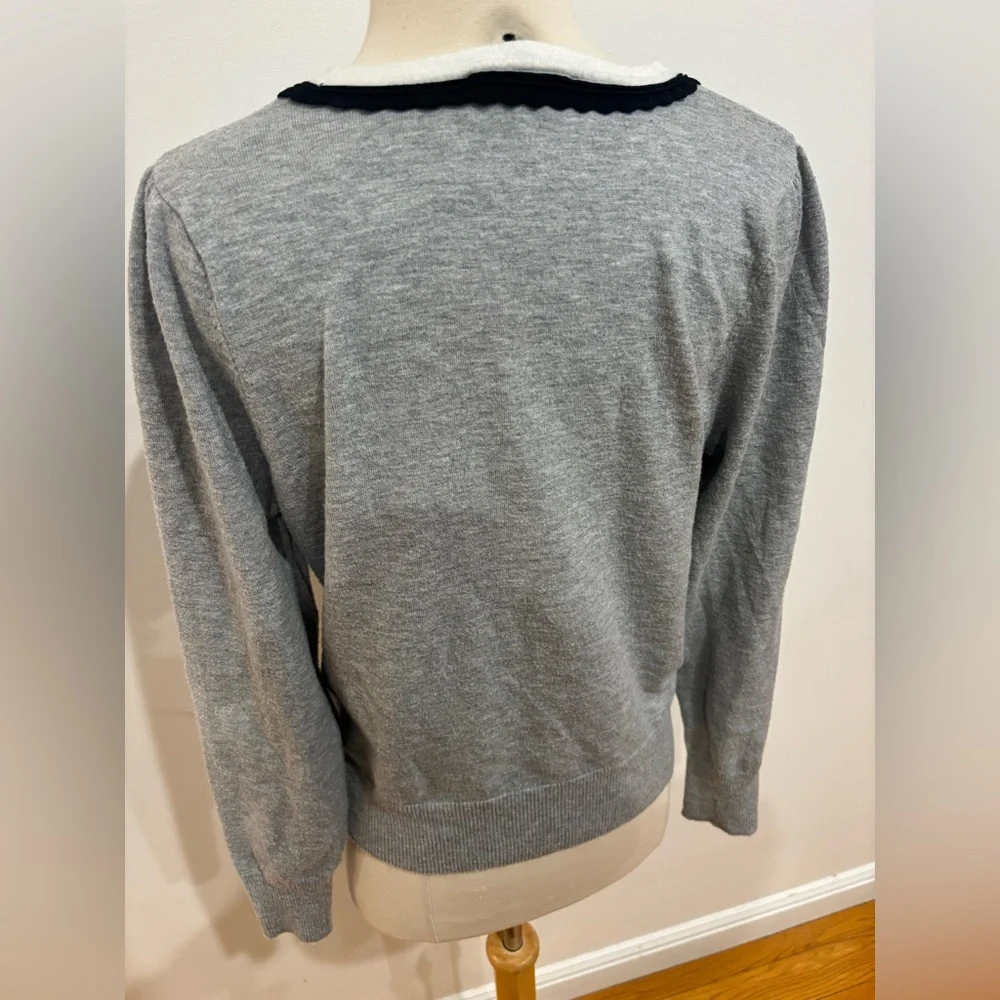 CeCe Deep V Contrast Trim Sweater, Size: S - Picture 11 of 12